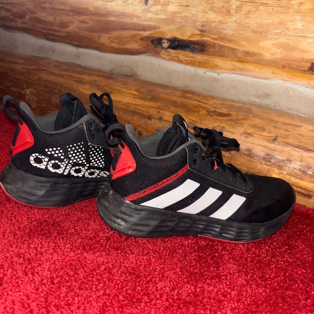 Adidas Kids Black and Red High-Top Sneakers